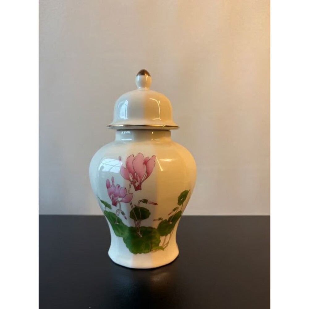 Otagiri Japan Ginger Jar Lidded Magnolia Hand Painted Porcelain Temple